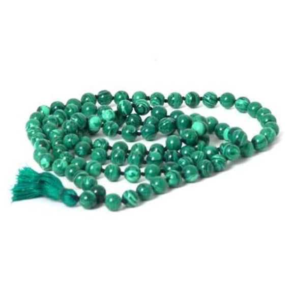 OMSutra OM1619MMB-Malachite 108 Malachite Mala Beads Necklace - Japa Mala & Tassel