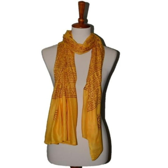 OMSutra OM414015-Yellow OM Bhakti Prayer Shawl with Medium Color Base, Yellow