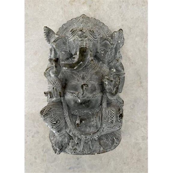 OMSutra OMNR4110-GaneshaGrey Handcrafted Sculpture in Soapstone Elephant Head God Ganesha - Grey