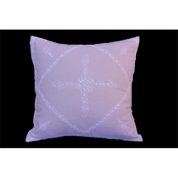 OMSutra OMTX3122-LavenderSequins Hand Embroidered Sequins Decorative Lavender Throw Pillow