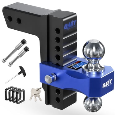 Orion Motor Tech 2.5" Receiver Adjustable Trailer Hitch - 8" Drop/Rise, Dual Ball (2" & 2-5/16"), 18,500 Lb Capacity, Class 5