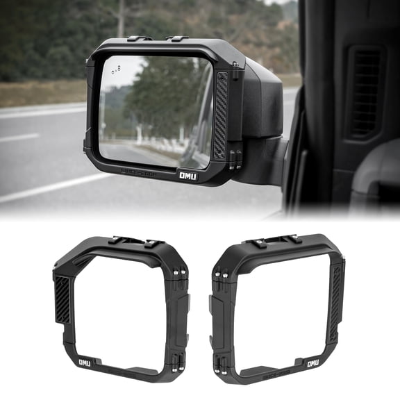 OMU Genesis Series Aluminum Rearview Mirror Rain Shield Frame Designed Specifically Compatible with 2021+Ford Bronco
