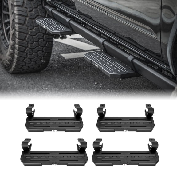 OMU Genesis Series Aluminum Running Board Side Step For 2021+ Ford Bronco 4 Doors with OEM Rock Rails  Genesis Series Aluminum Non-Slip Step Pads for Factory Rock Sliders