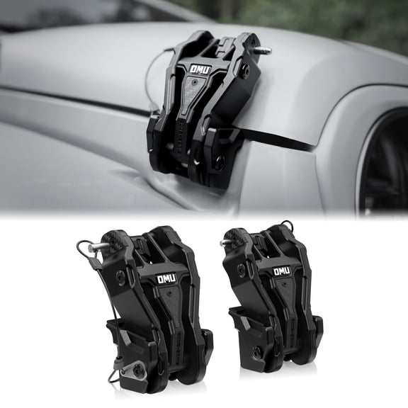 OMU Genesis Series Hood Latch Lock Catch Compatible with 2007-2017 Jeep Wrangler JK/JKU, Aluminum Adjustable Hood Latches for Reducing Hood Shaking, 2 Pcs