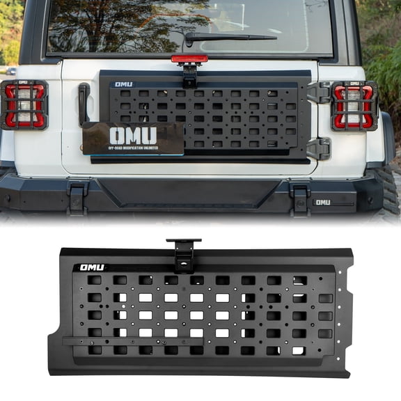 Omu Genesis Series Multi-Function Tailgate Expansion Panel for 2018+ Jeep Wrangler JL Heavy Duty Aluminum MOLLE Panel, Corrosion Resistant, No-Drill Installation, Off-Road Storage Organizer