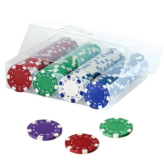OMURA 100-Piece 11.5g Poker Chips Set with Clear Plastic Case Dice Style Designs Casino-Weight Feel Numbered Chips Ideal for Poker, Blackjack & Game Night