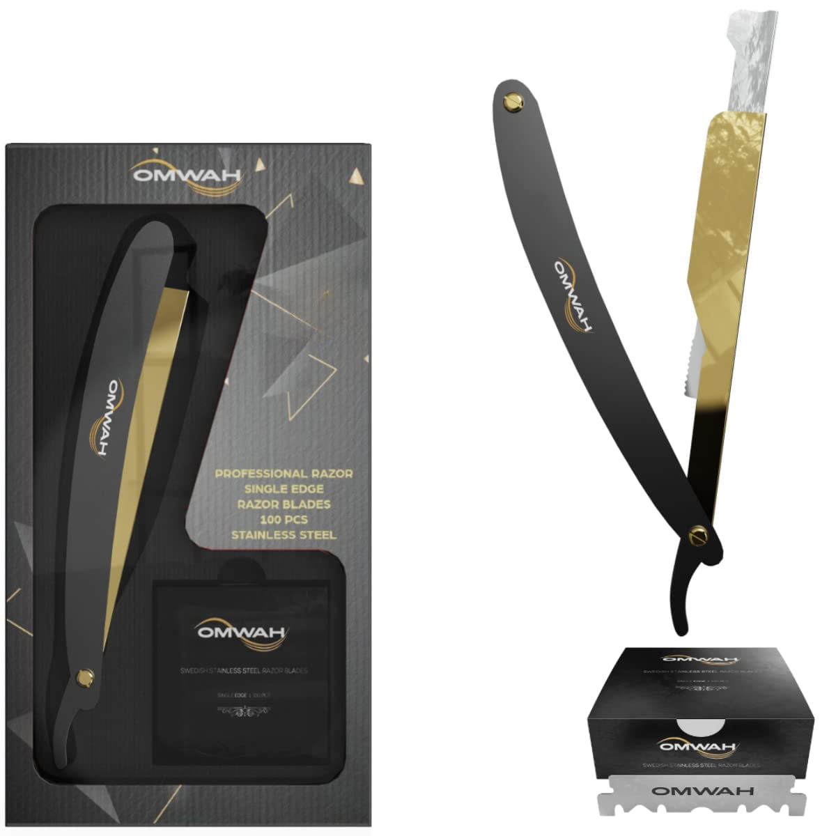 OMWAH Professional Barber Straight Edge Razor (Slide Lock)