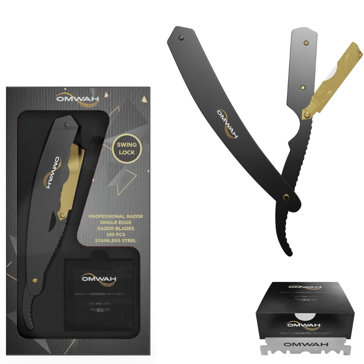 OMWAH Professional Barber Straight Edge Razor (Swing Lock)