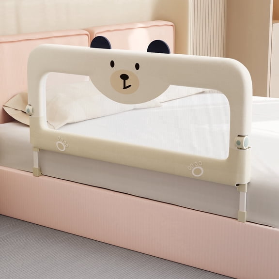 OMZER 47 Inch Toddler Bed Guard Rail, Swing Down & U-Shaped Design, Fit for Twin, Full, Queen, King Size Beds, 1 Pack