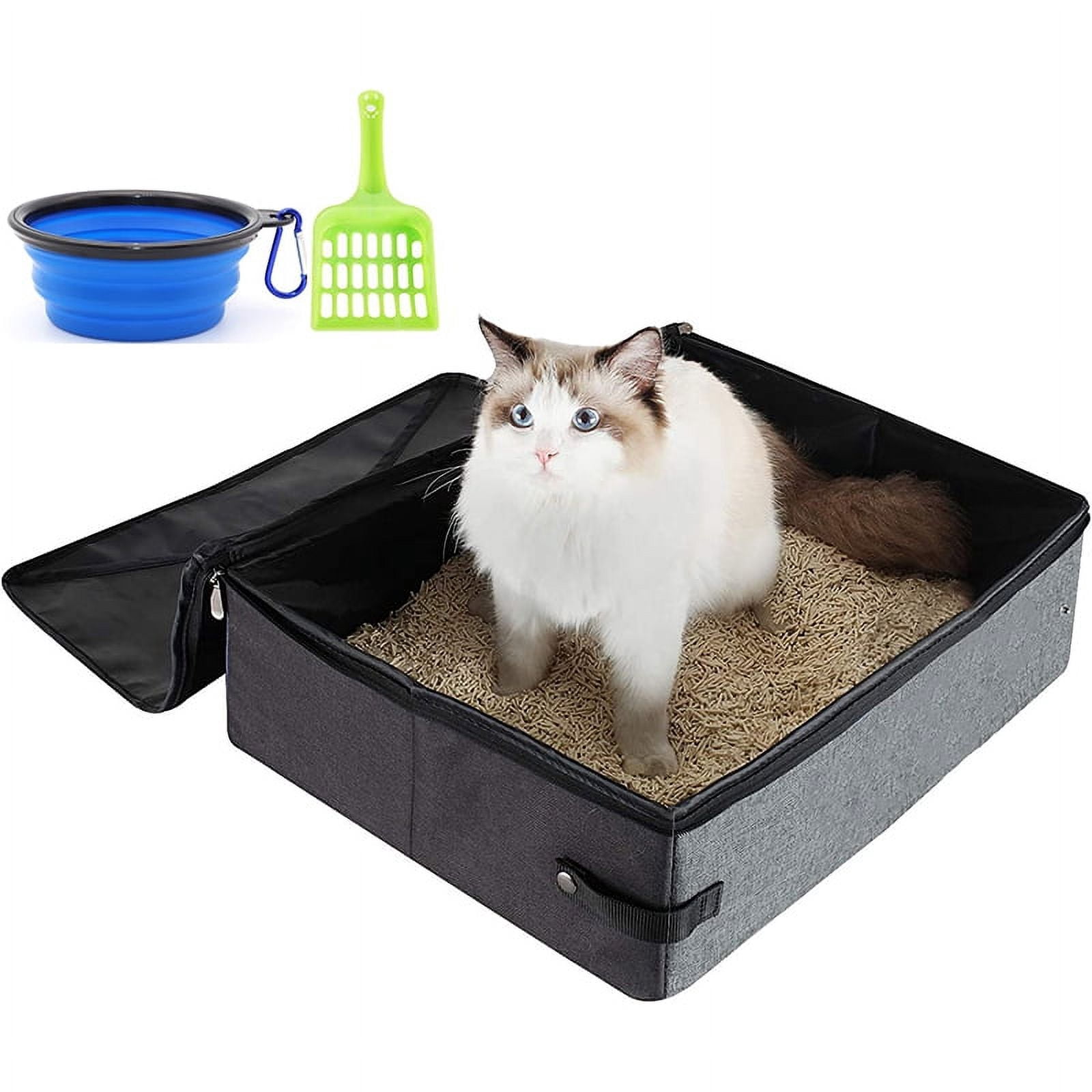 OMZER Portable Traveling Cat Litter Box with Lid, Handle, and