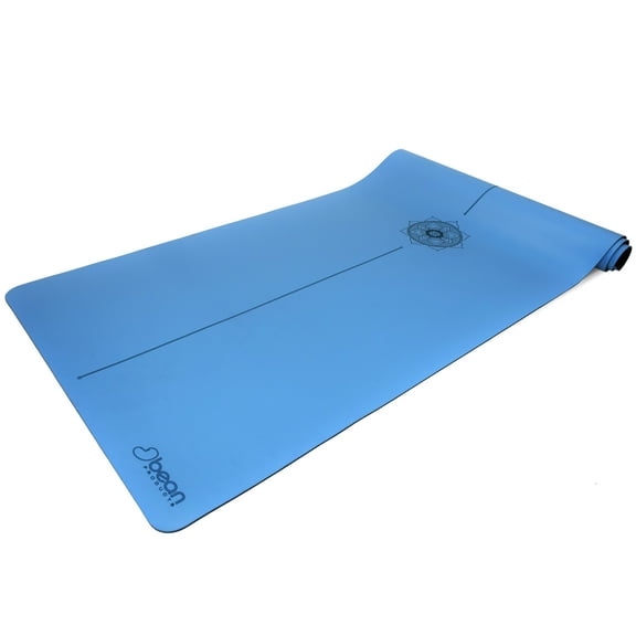 OMphibian Pro Yoga Mat 72"x24" - Natural 4mm Thick Comfortable Workout Floor Mat for Kids - Foldable Yoga Mat for Yoga, Pilates, Gym and Stretching, Blue