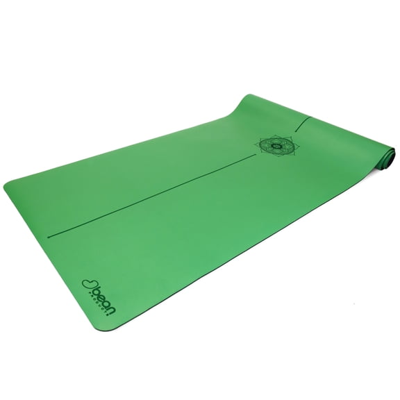 OMphibian Pro Yoga Mat 72"x24" - Natural 4mm Thick Comfortable Workout Floor Mat for Kids - Foldable Yoga Mat for Yoga, Pilates, Gym and Stretching, Green