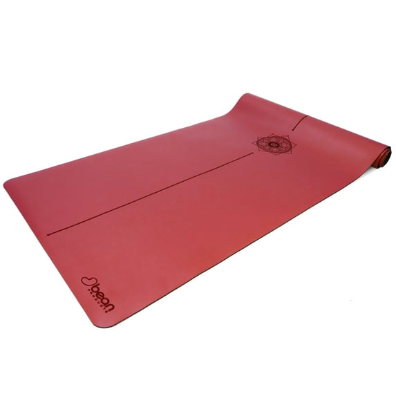 OMphibian Pro Yoga Mat 72"x24" - Natural 4mm Thick Comfortable Workout Floor Mat for Kids - Foldable Yoga Mat for Yoga, Pilates, Gym and Stretching, Red