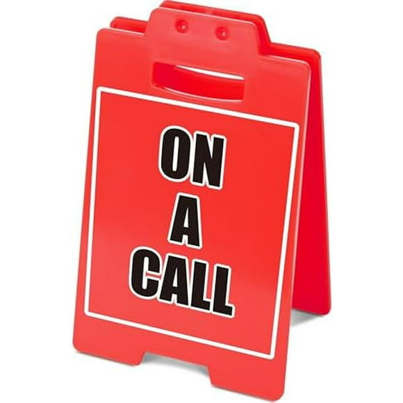ON A CALL Red Mini Sign for Office Desk - I'm on the Phone, Need Quiet Time - Accessories for Men Women