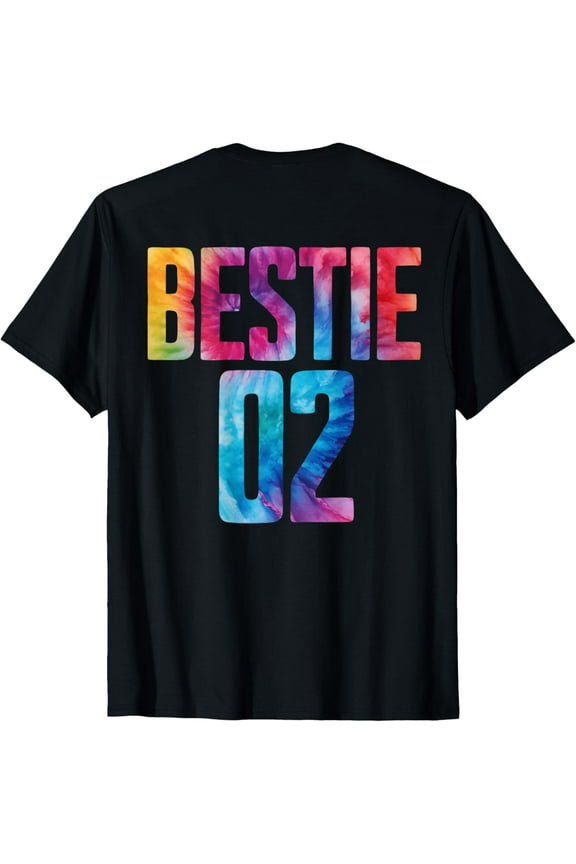 (ON BACK) Bestie 1 Bestie 2 Matching Tie Dye Best Friend BFF T-Shirt men and women can wear, black, white, gifts