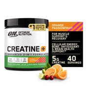 Optimum Nutrition Creatine Monohydrate Plus Powder, Orange Passionfruit Flavored Creatine Performance Blend With Electrolytes for Hydration, Added Vitamins, 40 Servings