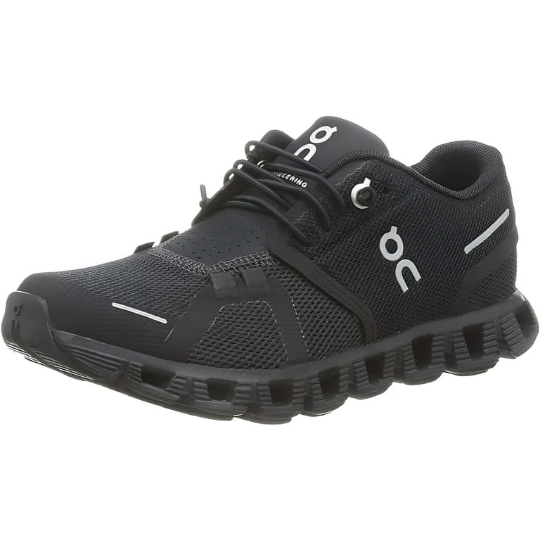 On Men's Cloud 5 Running Sneakers in All Black, Lightweight On Men's Cloud 5 Running Sneakers in All Black, Lightweight