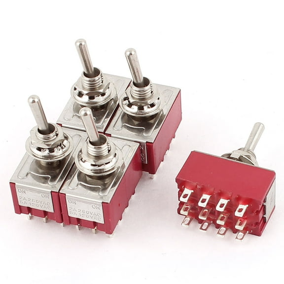 ON-ON 2 Position 12 Terminal 4PDT Toggle Switch 250V/2A 120V/5A 5pcs