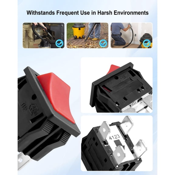 ON-Off Toggle Switch for Wet Dry Vacuum 2.0 x 1.0 x 1.0 Inch 0.02 lbs