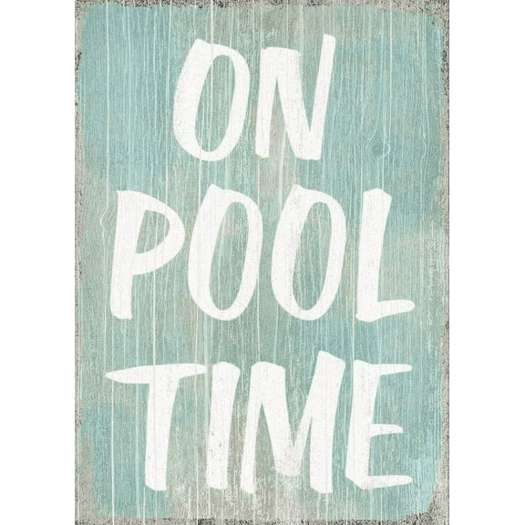 ON POOL TIME Wood 5x7 Box Sign by Sixtrees