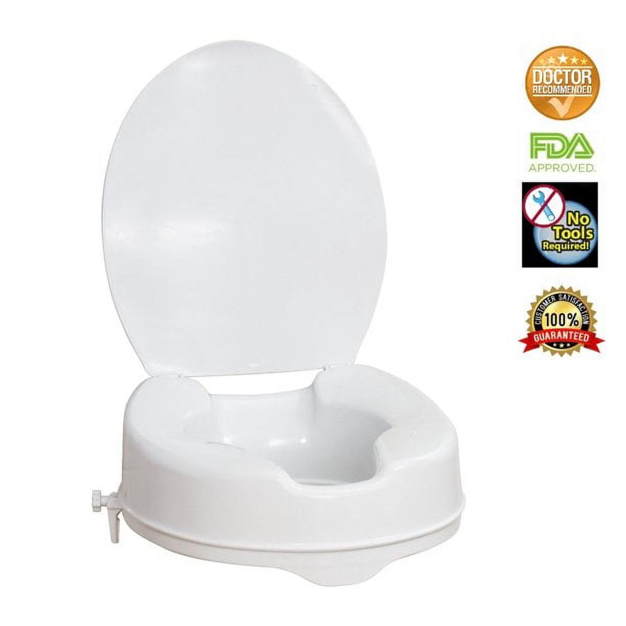 [ON SALE]4" Medical Elevated Raised Toilet Seat Lift Riser Elongated