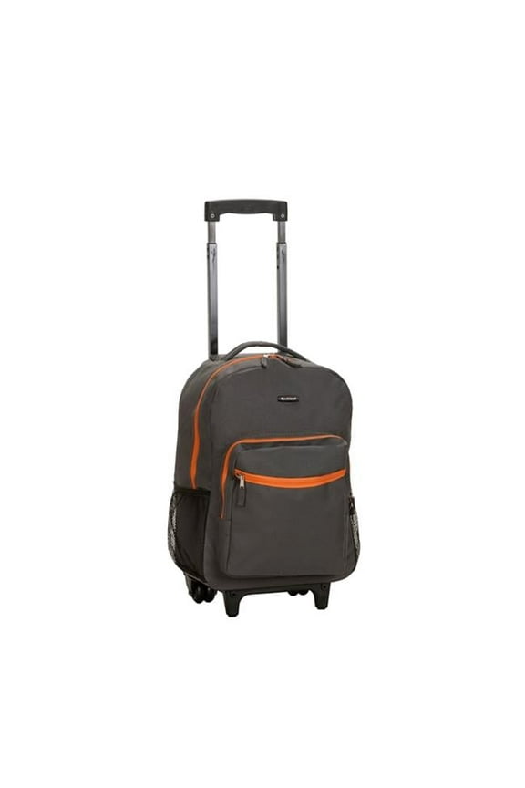 ON THE GO Unisex Rolling Backpack Durable Polyester, Charcoal