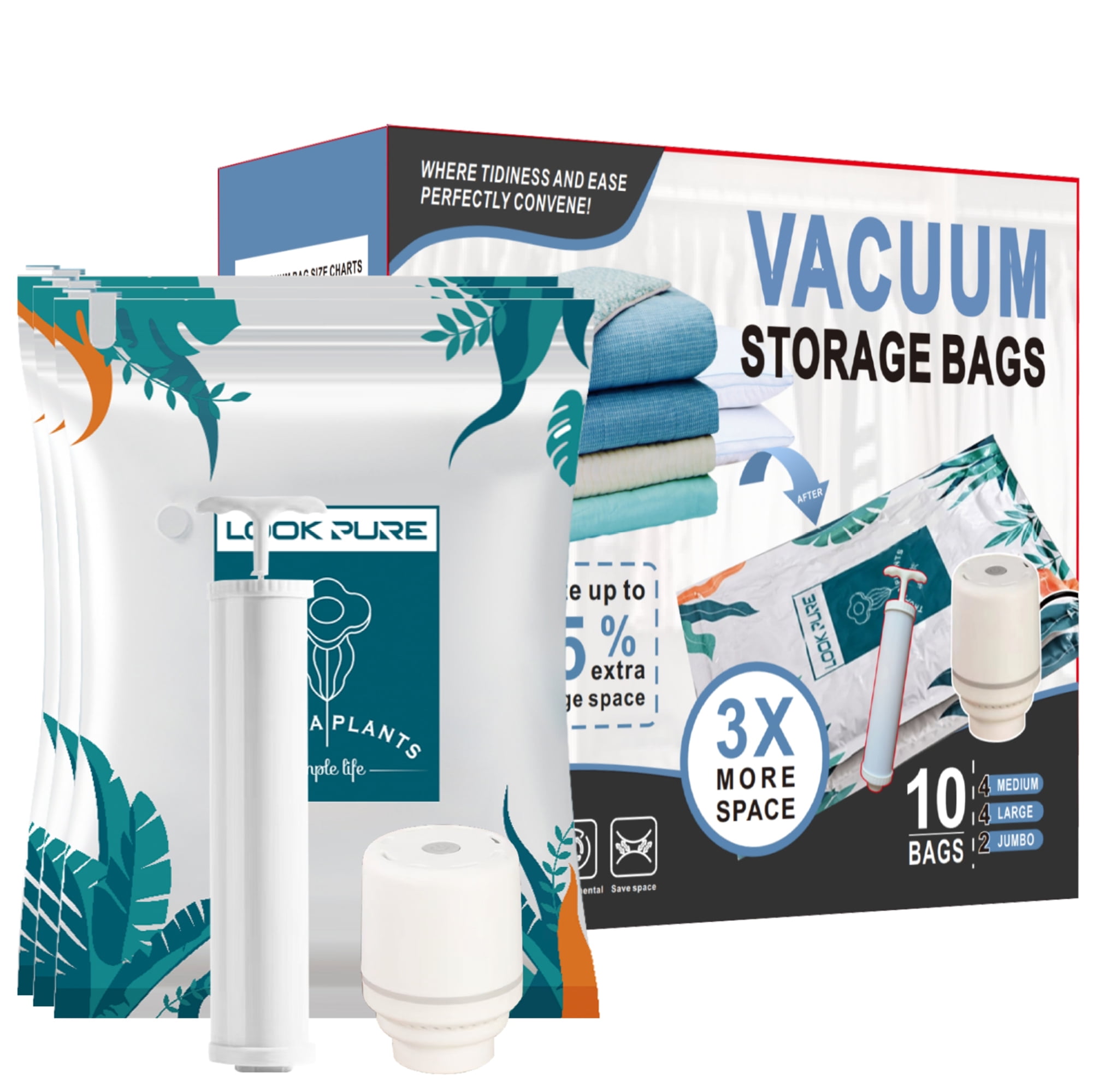 ONAIL 10 COMBO PACK: 4L+4XL+2XXL Vacuum Storage Bags, Airtight Double ...