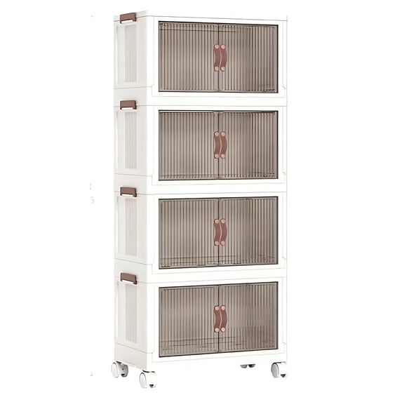 ONAIL 339QT Stackable Storage Bins with Lid Doors Wheels PP+PC Collapsible Organizer Container for Living Room, Bedroom, Home, Office, Adult, Child