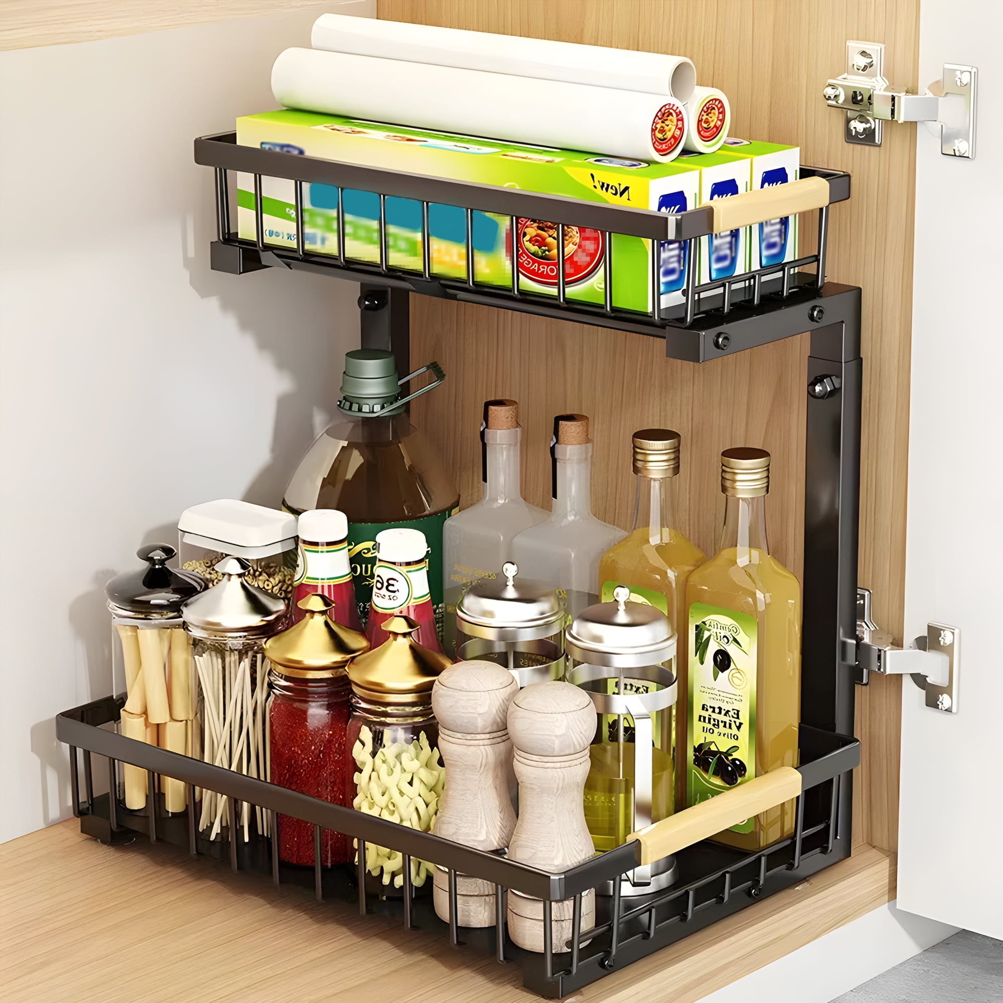 ONAIL Under Sink Organizer And Storage, 2 Tier Slide Out Sink Shelf Cabinet Storage Shelves, Under Sink Storage for Kitchen Bathroom, Under Counter Storage Organizer
