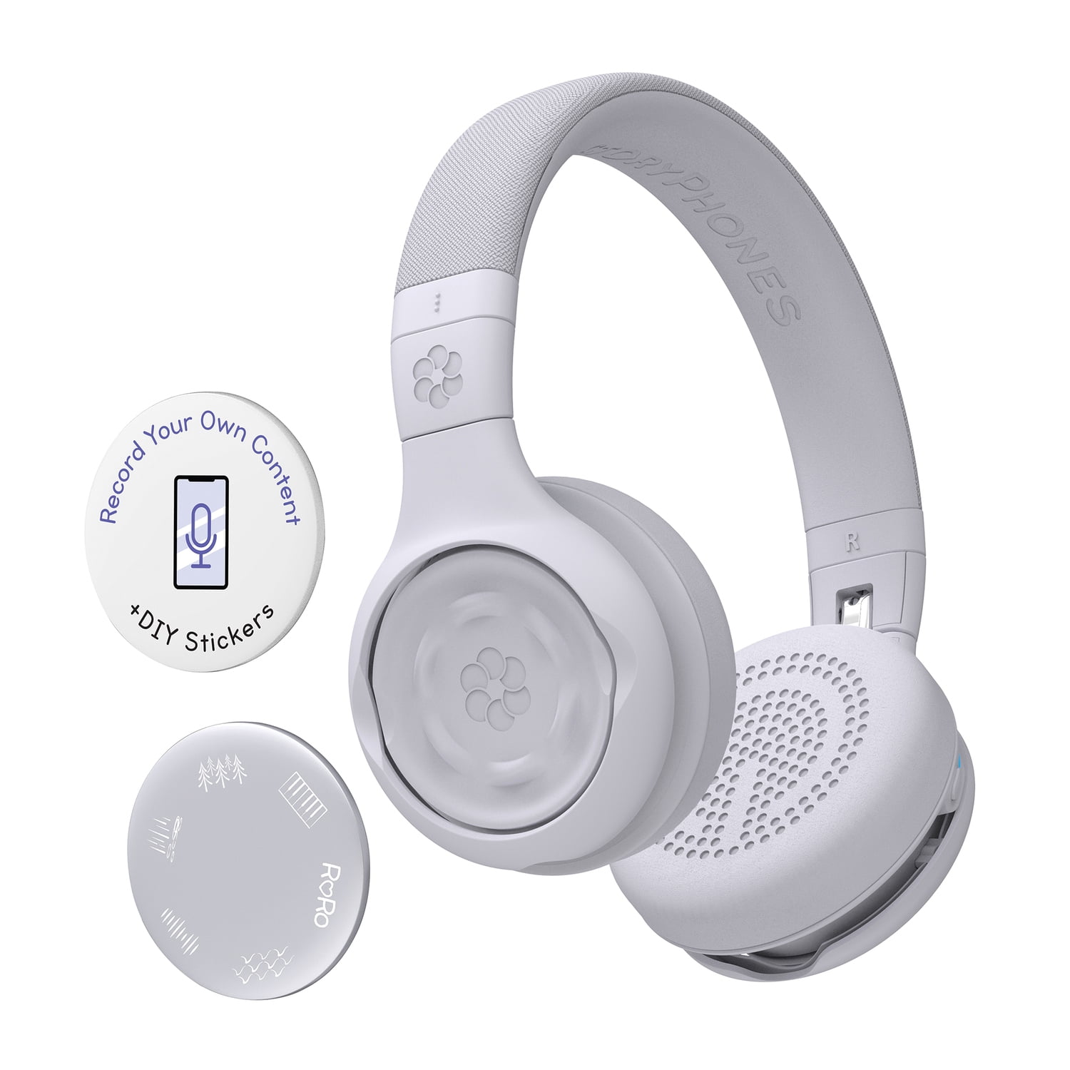 ONANOFF StoryPhones Storytelling Foldable Bluetooth Kids Headphones, Intro Bundle with ZenShield and PlayShield (Gray), ON-STORYPH-GREY