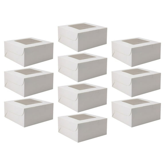 ONAPARTER 10 Pcs Window Cake Box Cookie Boxes Bakery Portable Container Bulk Paper Treat Food Packing Holder Birthday White