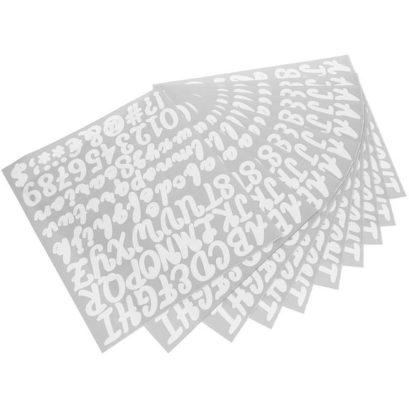 ONAPARTER 10 Sheets Digital Stickers Alphabet Letter Decals Adhesive Scrapbook Small Numbers and White