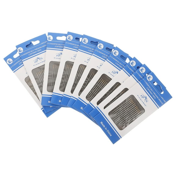 ONAPARTER 120 PCS Blind Needle Sewing Machine Accessories Needles DIY Easy Threading Threader for Weaving Hand Professional Golden