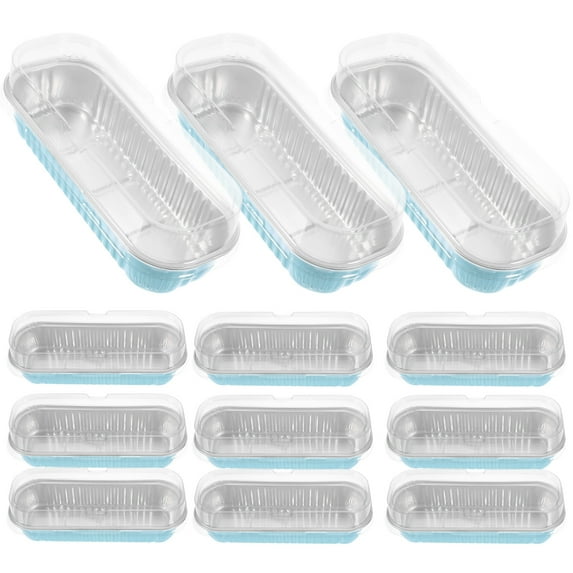 ONAPARTER 25 Pcs Baking Mold Cake Pan Bread Foil Pans with Lids Takeout Food Aluminum Container (Sky-blue)