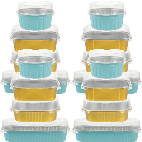ONAPARTER 40 Sets Aluminum Foil Cake Baking Cups Roasting Pan Disposable for Mini Cheesecake Pans As Shown