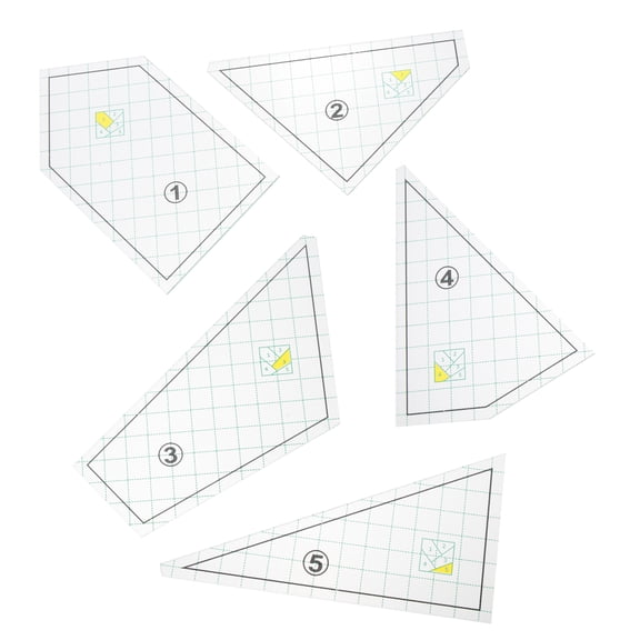 ONAPARTER 5 Pcs Patchwork Ruler Clothes Design Rulers Sewing Quilting Templates Binding and Tools for Fabric As Shown