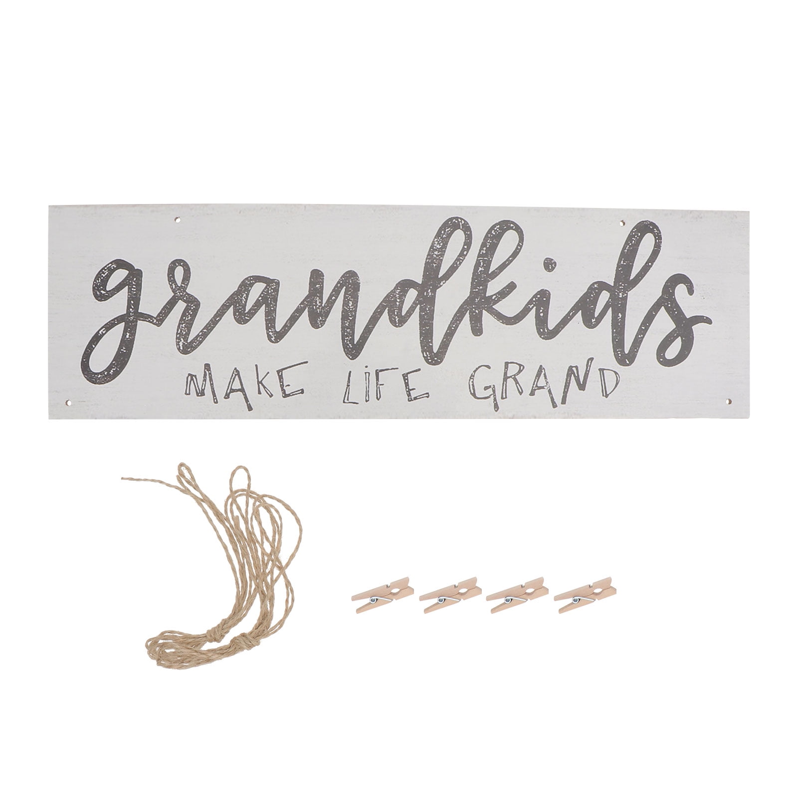 ONAPARTER Decorative Wood Sign Wall Hanging Photo Clip Grandkids Sign ...