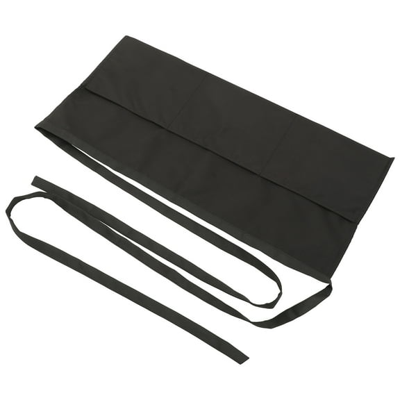 ONAPARTER Short Small Apron Server Reusable Waitress Supplies Canteen Teacher with Pockets Black