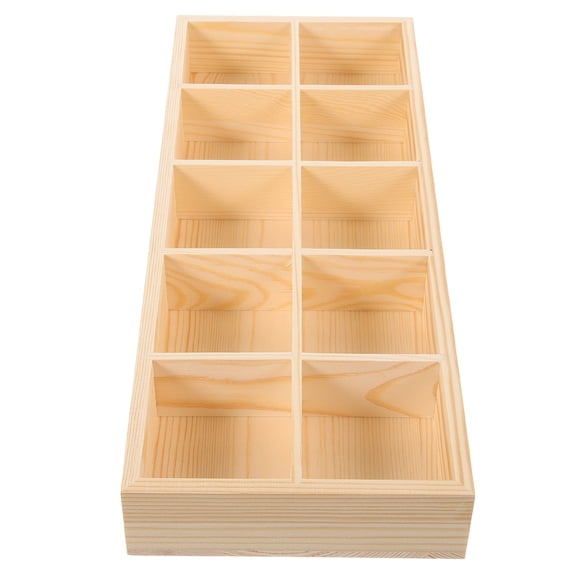 ONAPARTER Wooden Tea Box Tea Bag Holder Kitchen 10 Compartments Sugar Packets Storage Box As Shown