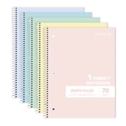 ONAVIA Spiral Notebook, 1-Subject Grid Notebook, 4x4 Graph Ruled, 5 Pack, 8" x 10.5", Cardboard Back, 3 Hole Punched for Math, Science & Engineering, 70 Sheets, Assorted Colors