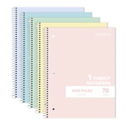 ONAVIA Spiral Notebook, Wide Ruled, 1 Subject Notebook, 5 Pack, 8 x 10.5, Durable Cardboard Back with 3 Hole Punched Paper for&nbsp;Classroom and Office, 70 Sheets, Assorted Colors