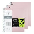 thumbnail image 1 of ONAVIA 1 Subject Notebook Graph Ruled Paper, 3 Pack, ‎9”×11”, 3-Hole Punch, Flexible PP cover, 200pages/100sheets, Light pink, 1 of 7