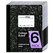 ONAVIA Composition Notebook College Ruled, 6 Pack, 200 Pages/100 Sheets, 9-3/4 x 7-1/2, Marble Composition Books Bulk for Students, Hard Cover, Black