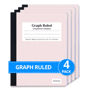 ONAVIA Composition Notebook Graph Ruled, 4 Pack, 7.5" x 9.75", 200 Pages/100 Sheets, Marble Composition Books Bulk for Students, Hard Cover, Light Pink