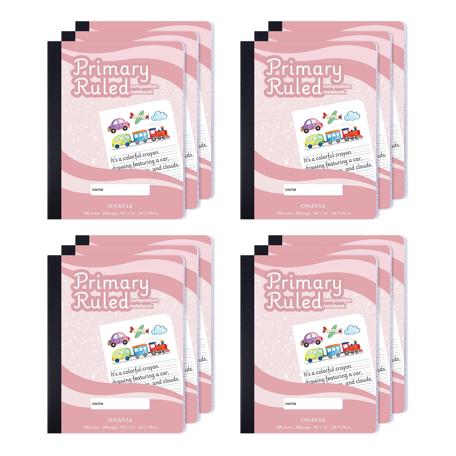 ONAVIA Primary Composition Notebook K-2, Half Page Ruled Primary ...