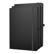 ONAVIA A4 Lined Journal Notebook, 3 pack, 8.27" x 11.6", 8mm Ruled Notepad, Hardcover, 80 Sheets/160 Pages, Black