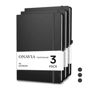 ONAVIA Lined Journal Notebook 3 pack, A4-8.27" x 11.6", 8mm Notebooks College Ruled, Hardcover Notepad for Journaling, Work, School and Gift, 160 Pages, Black