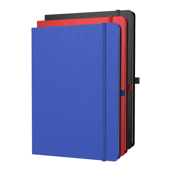 ONAVIA A4 Lined Journal Notebook, 3 pack, 8.27" x 11.6", 8mm Ruled Notepad, Hardcover, 80 Sheets/160 Pages, 3 Assorted Colors