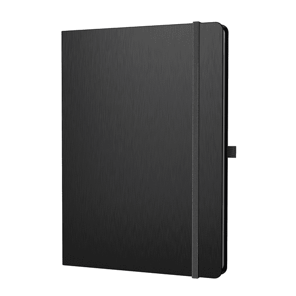 ONAVIA Lined Journal Notebook, 8.27" x 11.6" , A4 Hardcover with No Bleed Paper & Lay-Flat Design, 8mm College Ruled 160 Pages for Writing, Note Taking, Journaling, Work, School, Black