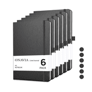 ONAVIA Lined Journal Notebook 6 Pack, A5-5.79" x 8.3", 7mm Notebooks College Ruled, Hardcover Notepad for Journaling, Work, School and Gift, 160 Pages, Black
